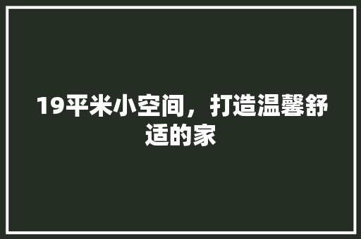 19平米小空间，打造温馨舒适的家