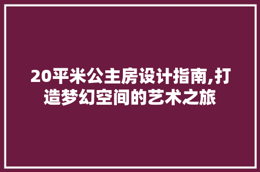 20平米公主房设计指南,打造梦幻空间的艺术之旅