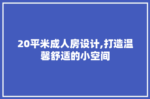 20平米成人房设计,打造温馨舒适的小空间