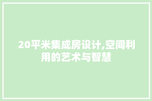 20平米集成房设计,空间利用的艺术与智慧