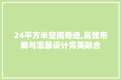 24平方米空间奇迹,高效布局与温馨设计完美融合