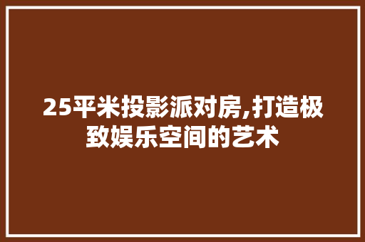 25平米投影派对房,打造极致娱乐空间的艺术