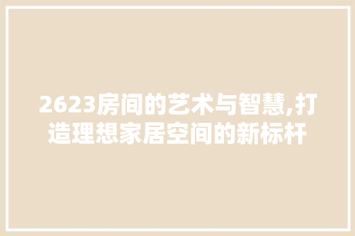 2623房间的艺术与智慧,打造理想家居空间的新标杆