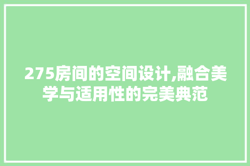 275房间的空间设计,融合美学与适用性的完美典范