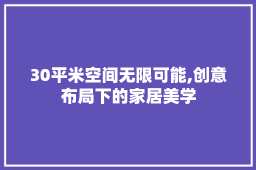 30平米空间无限可能,创意布局下的家居美学