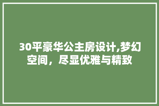30平豪华公主房设计,梦幻空间，尽显优雅与精致