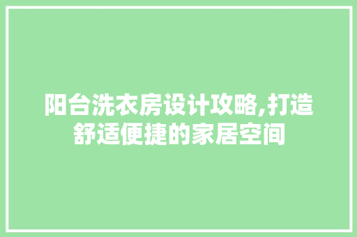 阳台洗衣房设计攻略,打造舒适便捷的家居空间