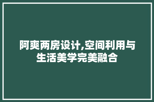 阿爽两房设计,空间利用与生活美学完美融合