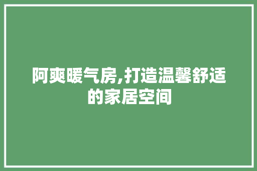 阿爽暖气房,打造温馨舒适的家居空间