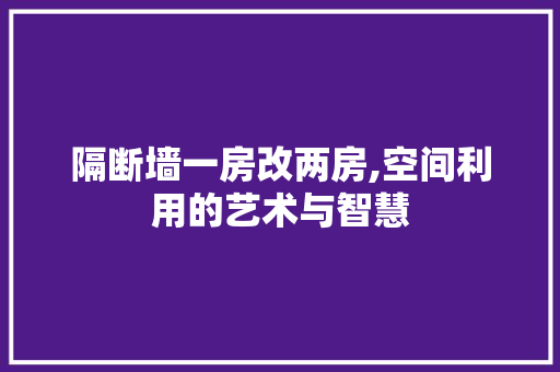 隔断墙一房改两房,空间利用的艺术与智慧