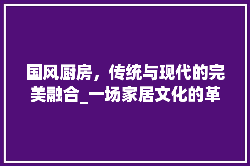 国风厨房，传统与现代的完美融合_一场家居文化的革新之旅