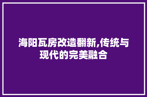 海阳瓦房改造翻新,传统与现代的完美融合