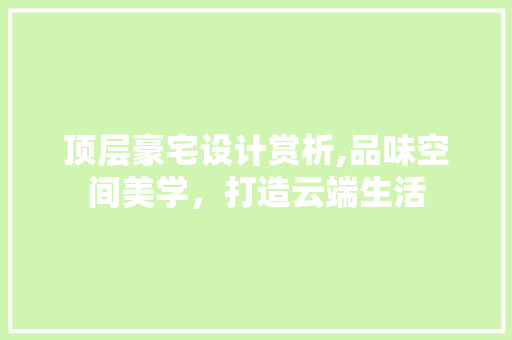 顶层豪宅设计赏析,品味空间美学，打造云端生活