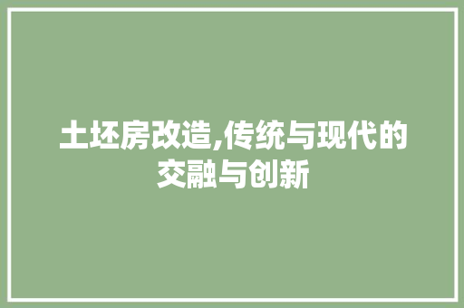 土坯房改造,传统与现代的交融与创新