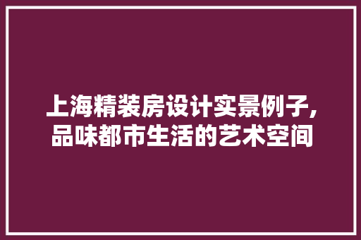 上海精装房设计实景例子,品味都市生活的艺术空间
