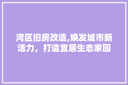 湾区旧房改造,焕发城市新活力，打造宜居生态家园