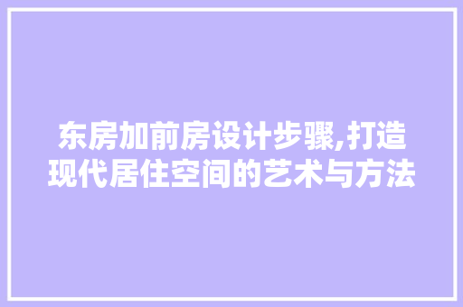 东房加前房设计步骤,打造现代居住空间的艺术与方法