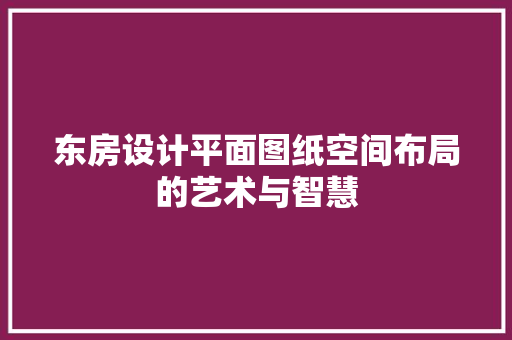 东房设计平面图纸空间布局的艺术与智慧