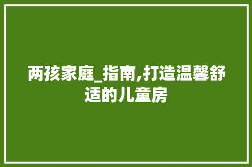 两孩家庭_指南,打造温馨舒适的儿童房