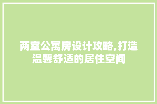 两室公寓房设计攻略,打造温馨舒适的居住空间