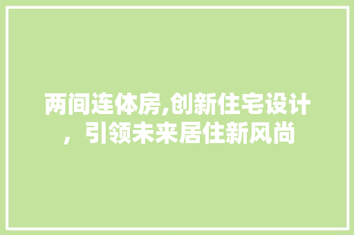 两间连体房,创新住宅设计，引领未来居住新风尚