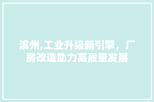 滨州,工业升级新引擎，厂房改造助力高质量发展