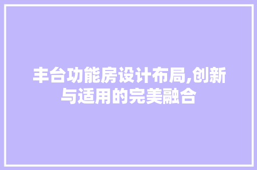 丰台功能房设计布局,创新与适用的完美融合