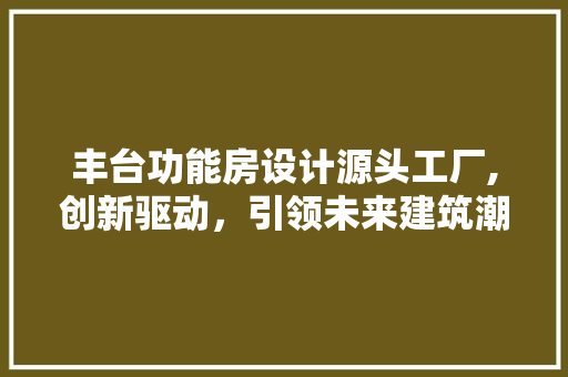 丰台功能房设计源头工厂,创新驱动，引领未来建筑潮流