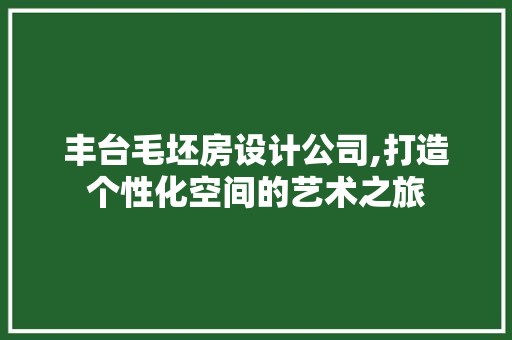 丰台毛坯房设计公司,打造个性化空间的艺术之旅