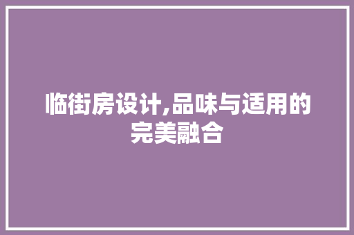 临街房设计,品味与适用的完美融合