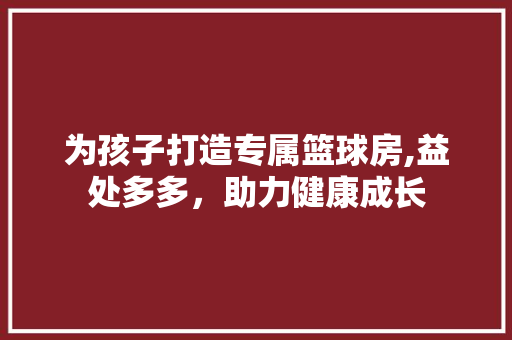 为孩子打造专属篮球房,益处多多，助力健康成长