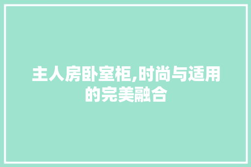 主人房卧室柜,时尚与适用的完美融合