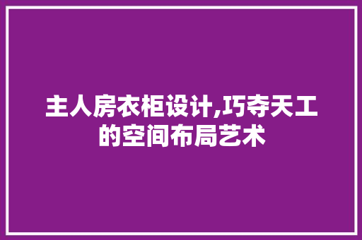 主人房衣柜设计,巧夺天工的空间布局艺术