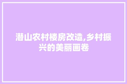 潜山农村楼房改造,乡村振兴的美丽画卷