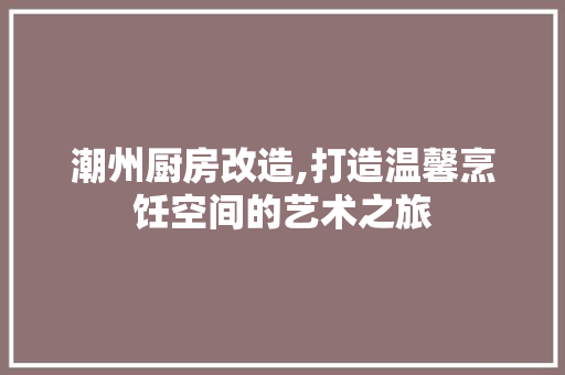 潮州厨房改造,打造温馨烹饪空间的艺术之旅