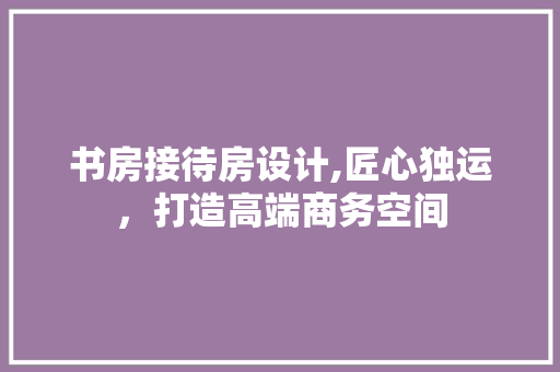 书房接待房设计,匠心独运，打造高端商务空间