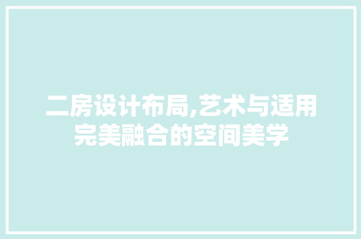 二房设计布局,艺术与适用完美融合的空间美学