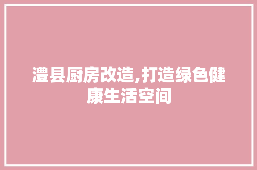 澧县厨房改造,打造绿色健康生活空间