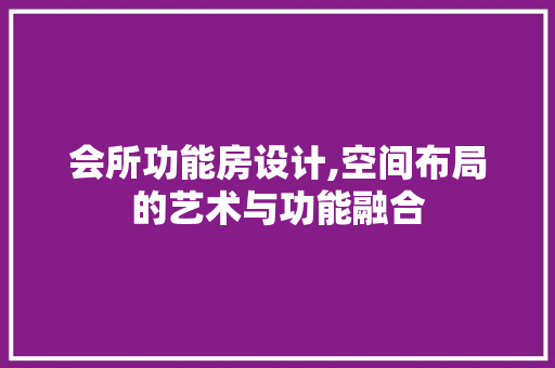 会所功能房设计,空间布局的艺术与功能融合