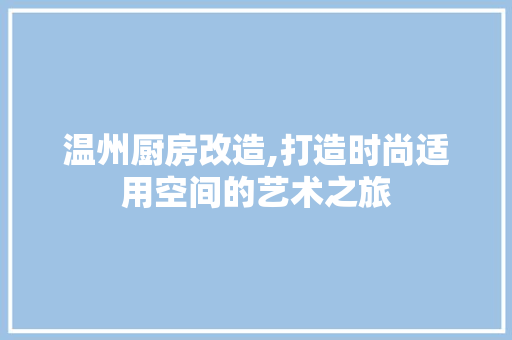 温州厨房改造,打造时尚适用空间的艺术之旅
