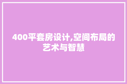 400平套房设计,空间布局的艺术与智慧