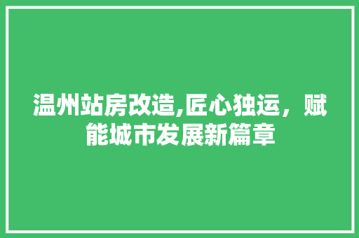 温州站房改造,匠心独运，赋能城市发展新篇章