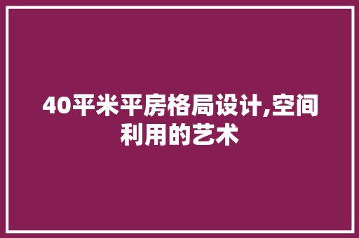 40平米平房格局设计,空间利用的艺术