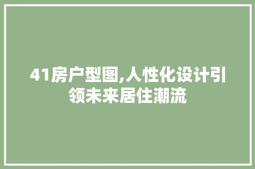41房户型图,人性化设计引领未来居住潮流