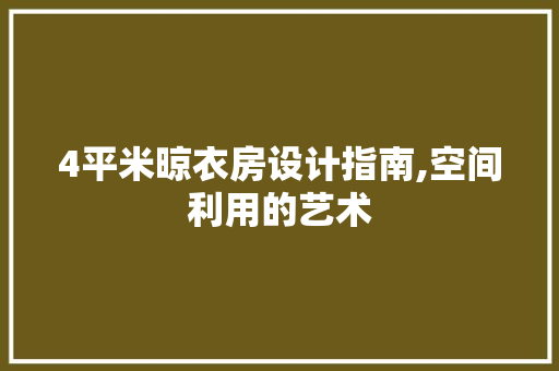 4平米晾衣房设计指南,空间利用的艺术
