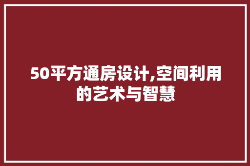 50平方通房设计,空间利用的艺术与智慧