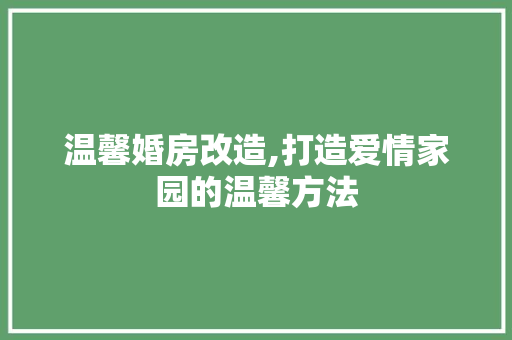 温馨婚房改造,打造爱情家园的温馨方法