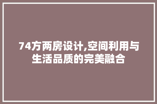 74方两房设计,空间利用与生活品质的完美融合