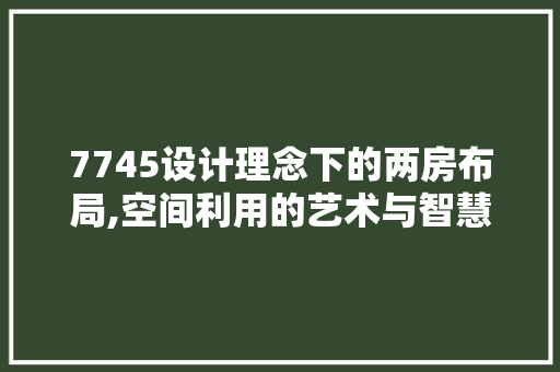 7745设计理念下的两房布局,空间利用的艺术与智慧