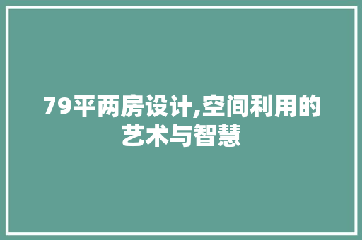 79平两房设计,空间利用的艺术与智慧